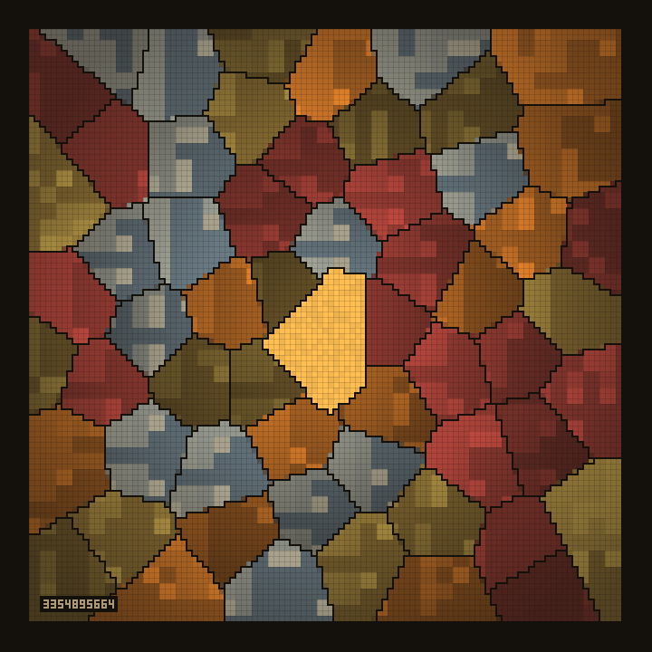 Example of The Golden Turn after 55 sample days: faceted panes in the colors of morning, midday, evening and night, set a golden turn apart around the gold Origin Eye